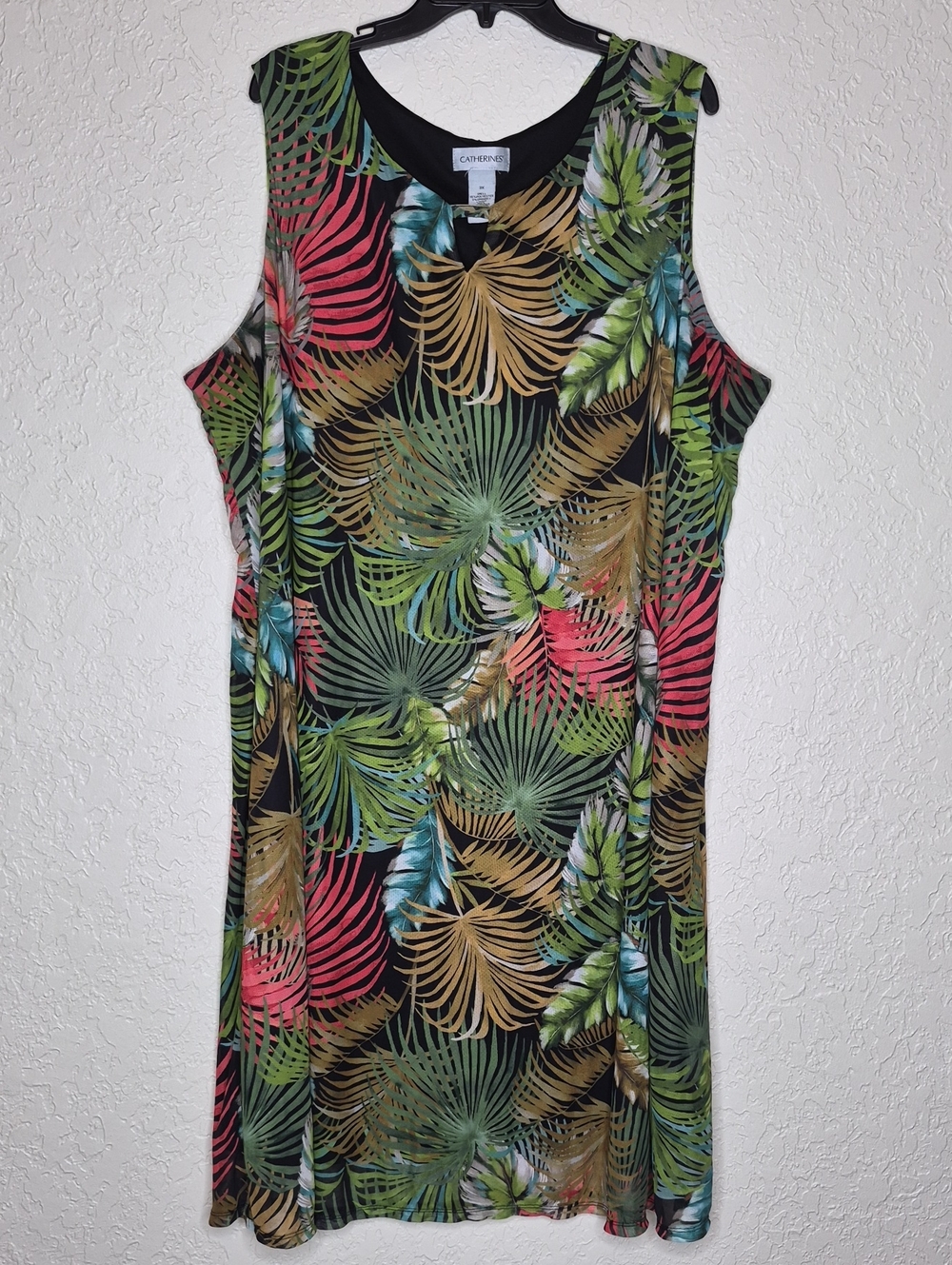 Catherines Multicolored Leaf Print Sleeveless‎ Dress Size 3X